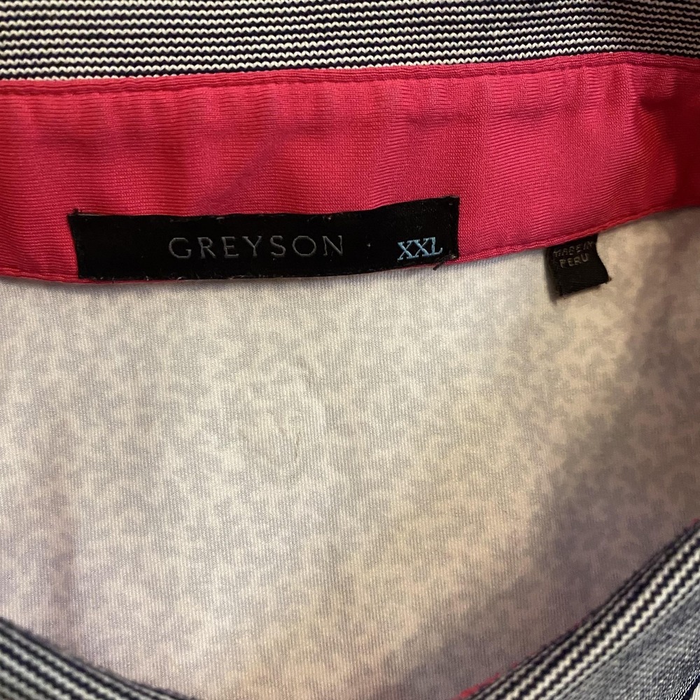 Greyson Polo Shirt Mens 2XL Navy Print Blackwolf Run Golf Performance Stretch - Picture 4 of 10